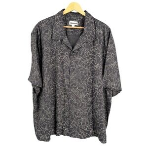 Abound Mens XL Surfer Print Short Sleeve Button Up Shirt Gray Lightweight New